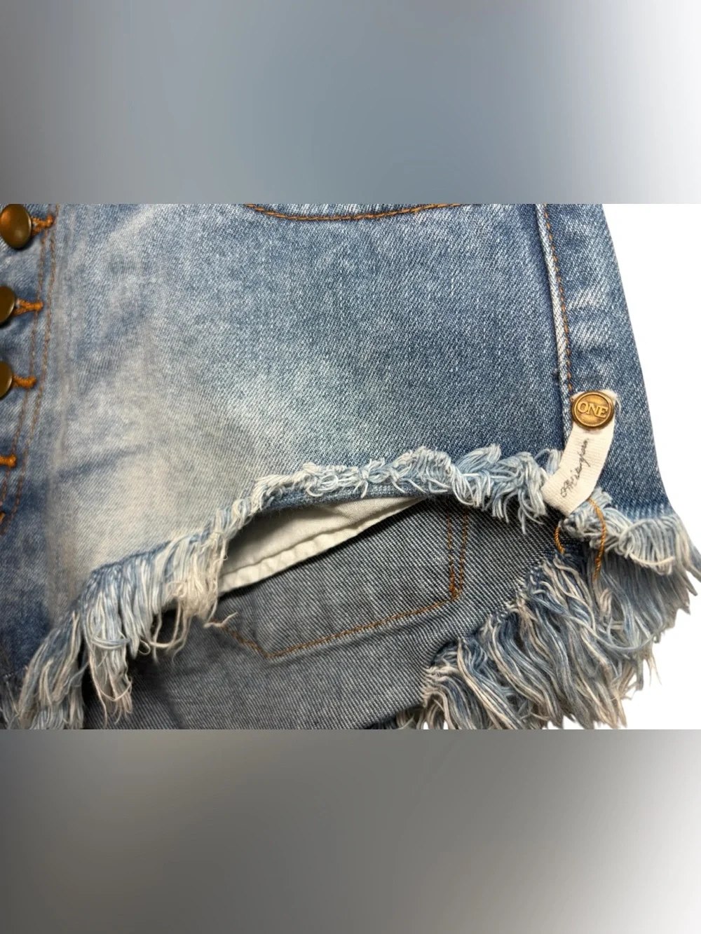 One Teaspoon Rollers Shred Cut-Off Denim Jean Shorts Sz 28 Distressed Button-Fly